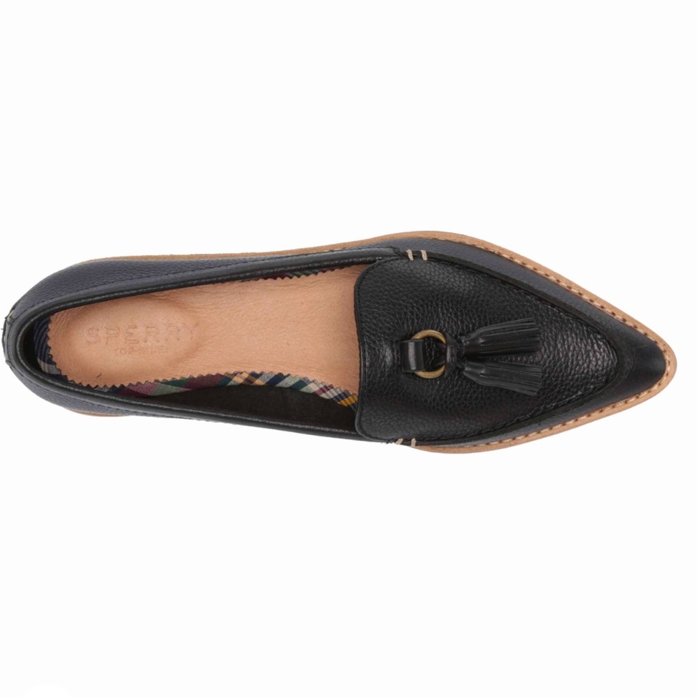 Sperry Saybrook Black Leather Loafer with Tassle Size 6.5 NWOB